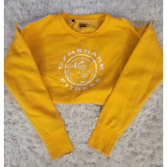 Gymshark Womens Yellow Crop Sweatshirt Size Med Athletic - Picture 2 of 14